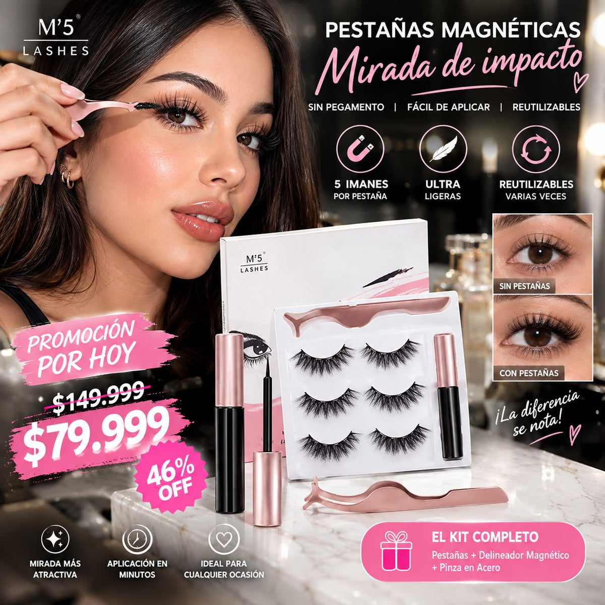 ✨ LUXE MAGNETIC LASHES   Pestañas Magnéticas Premium
      Mirada de Alto Impacto ✨