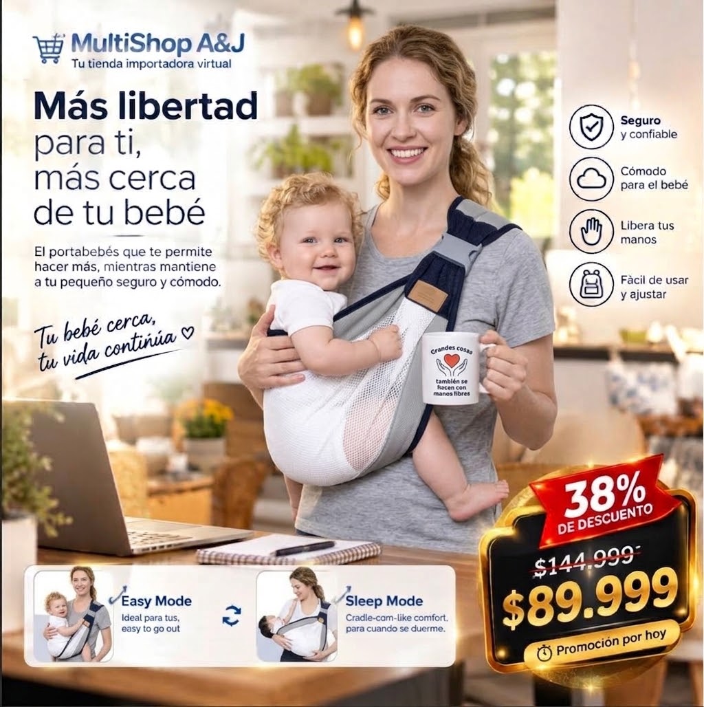Tu bebé cerca. Tus manos libres. Tu vida continúa. 🤱✨